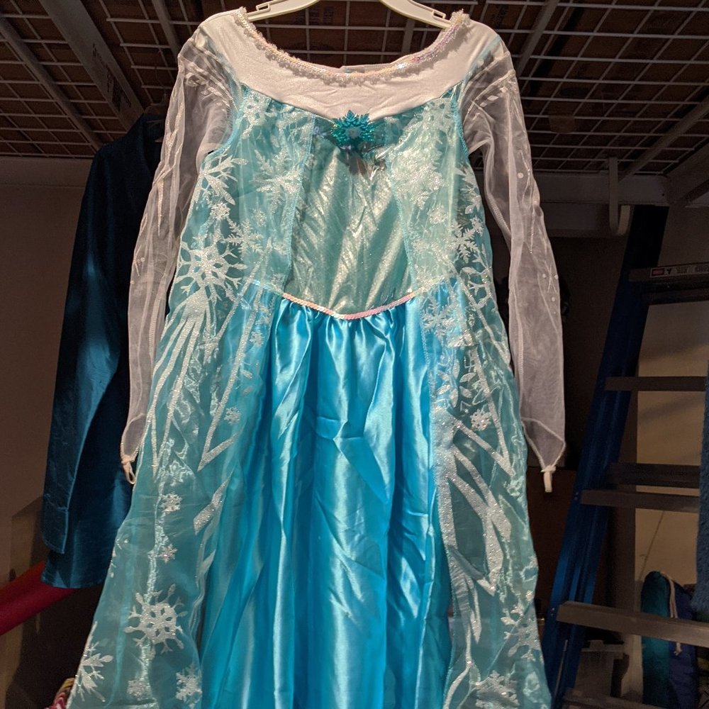 Elsa Frozen Costume Dress With Special Pendant - Girls Size 10/12